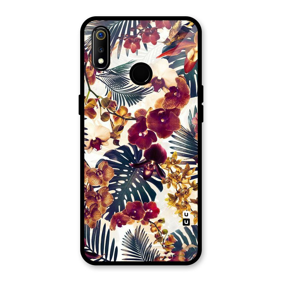 Vintage Rustic Flowers Glass Back Case for Realme 3i