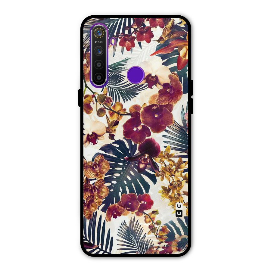 Vintage Rustic Flowers Glass Back Case for Realme 5s