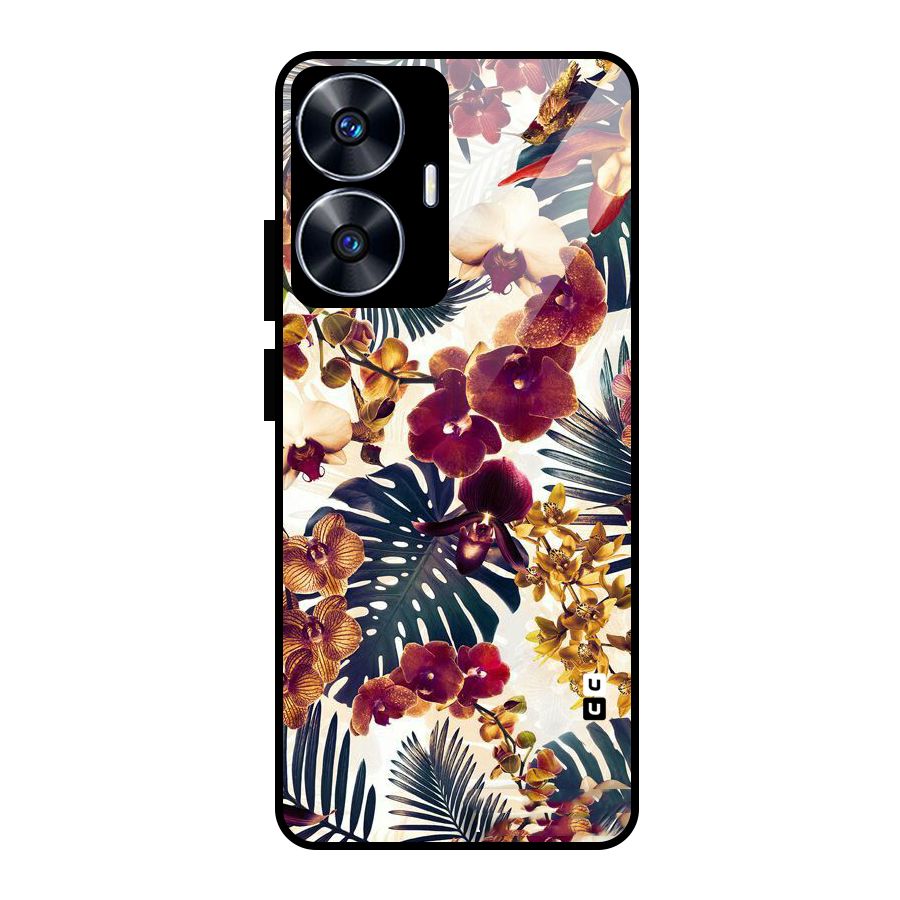 Vintage Rustic Flowers Glass Back Case for Realme Narzo N55