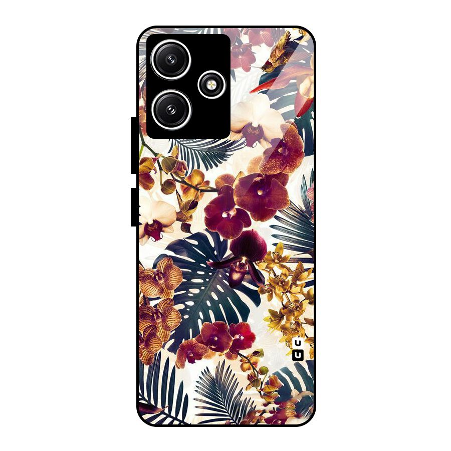 Vintage Rustic Flowers Glass Back Case for Redmi 12 5G
