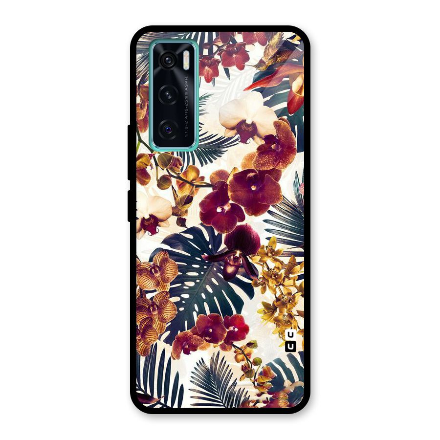 Vintage Rustic Flowers Glass Back Case for Vivo V20 SE