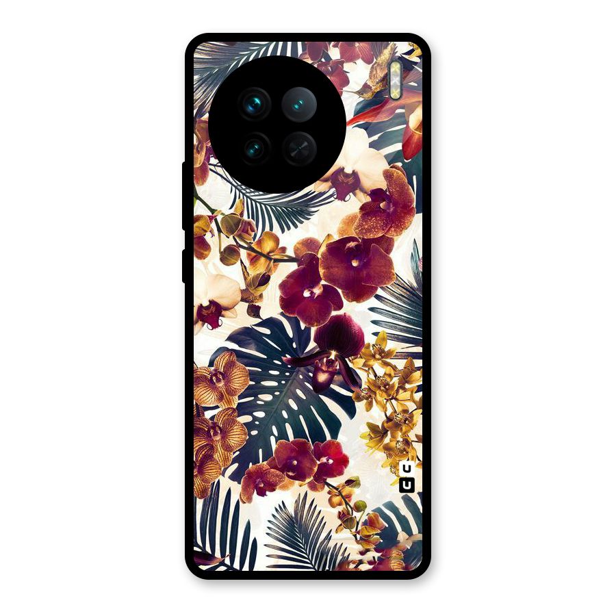 Vintage Rustic Flowers Glass Back Case for Vivo X90