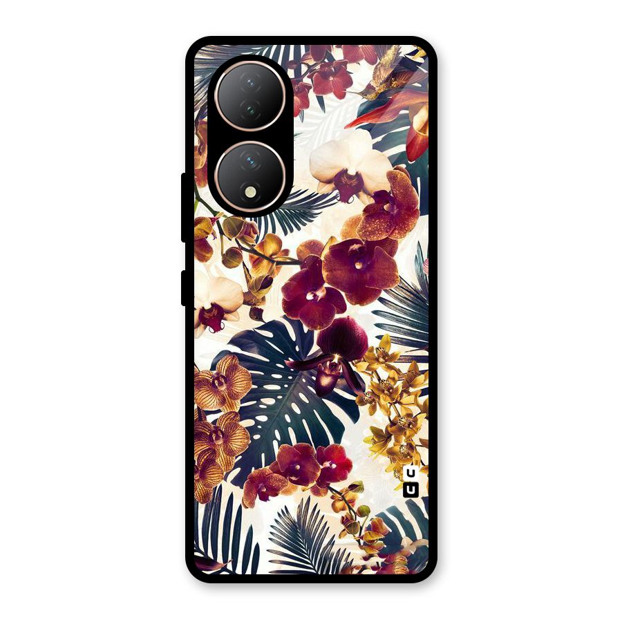 Vintage Rustic Flowers Glass Back Case for Vivo Y100