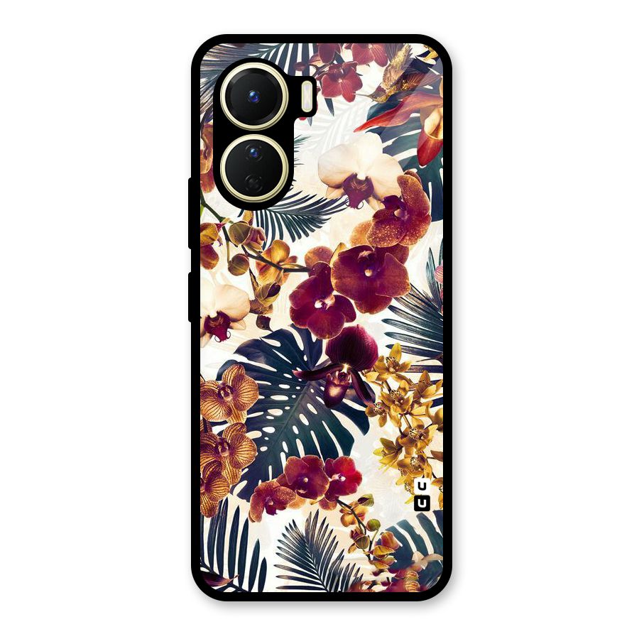 Vintage Rustic Flowers Glass Back Case for Vivo Y56