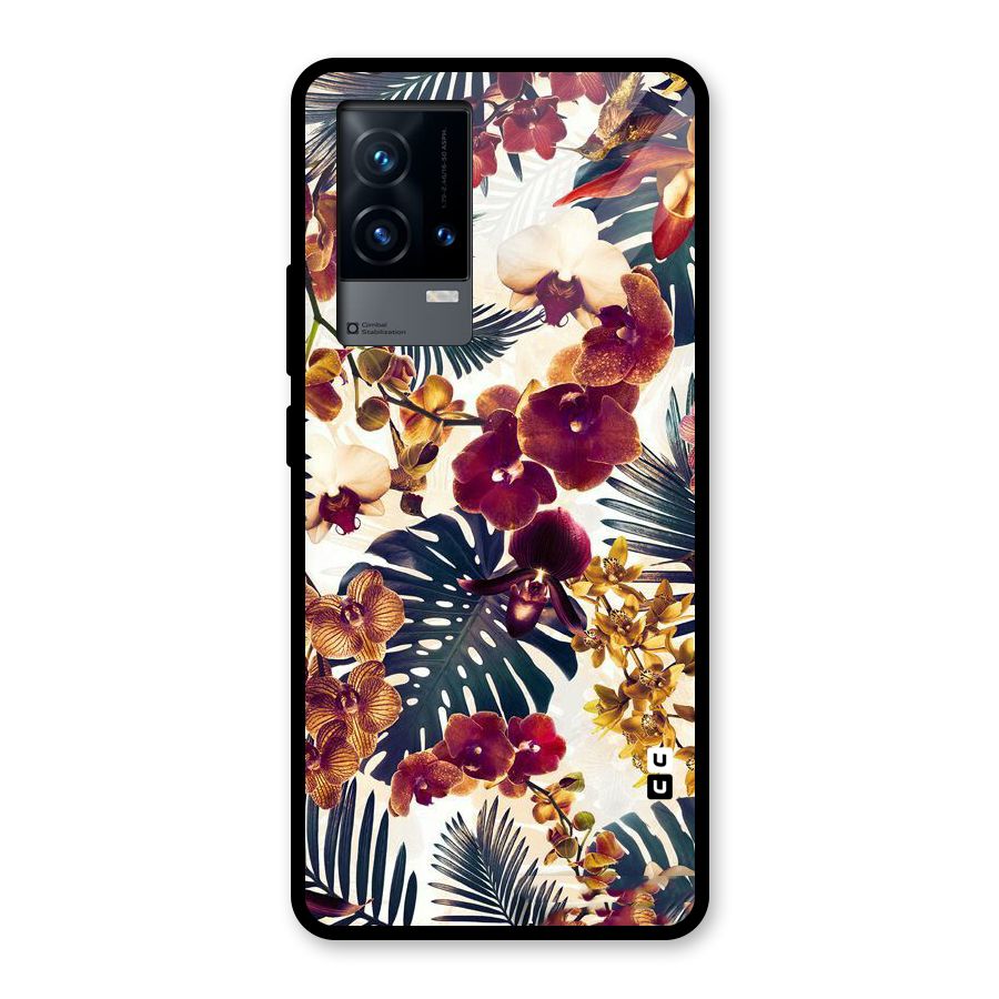 Vintage Rustic Flowers Glass Back Case for iQOO 9 5G