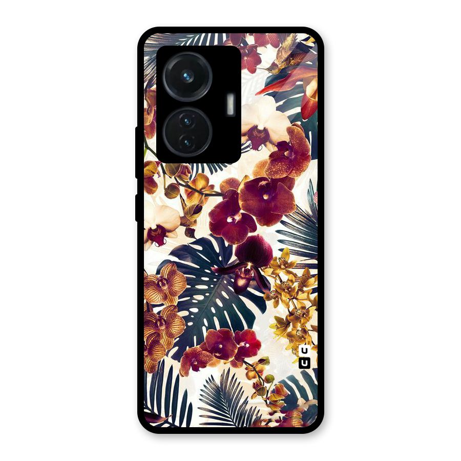 Vintage Rustic Flowers Glass Back Case for iQOO Z6 44W