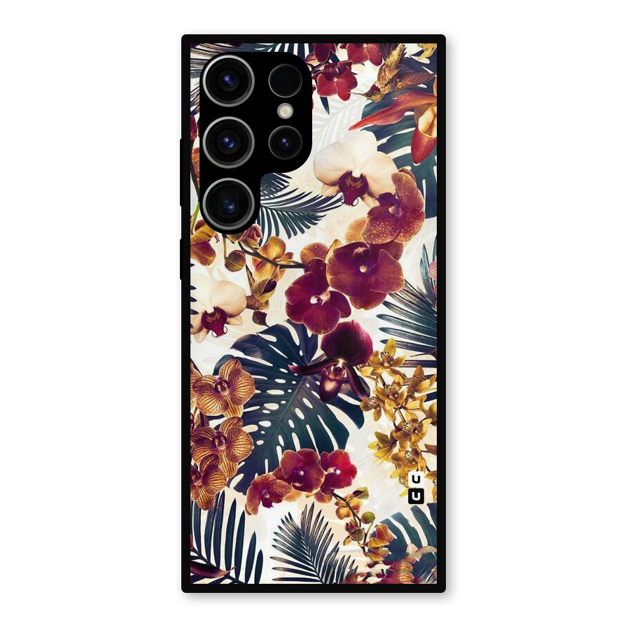Vintage Rustic Flowers Metal Back Case for Galaxy S23 Ultra