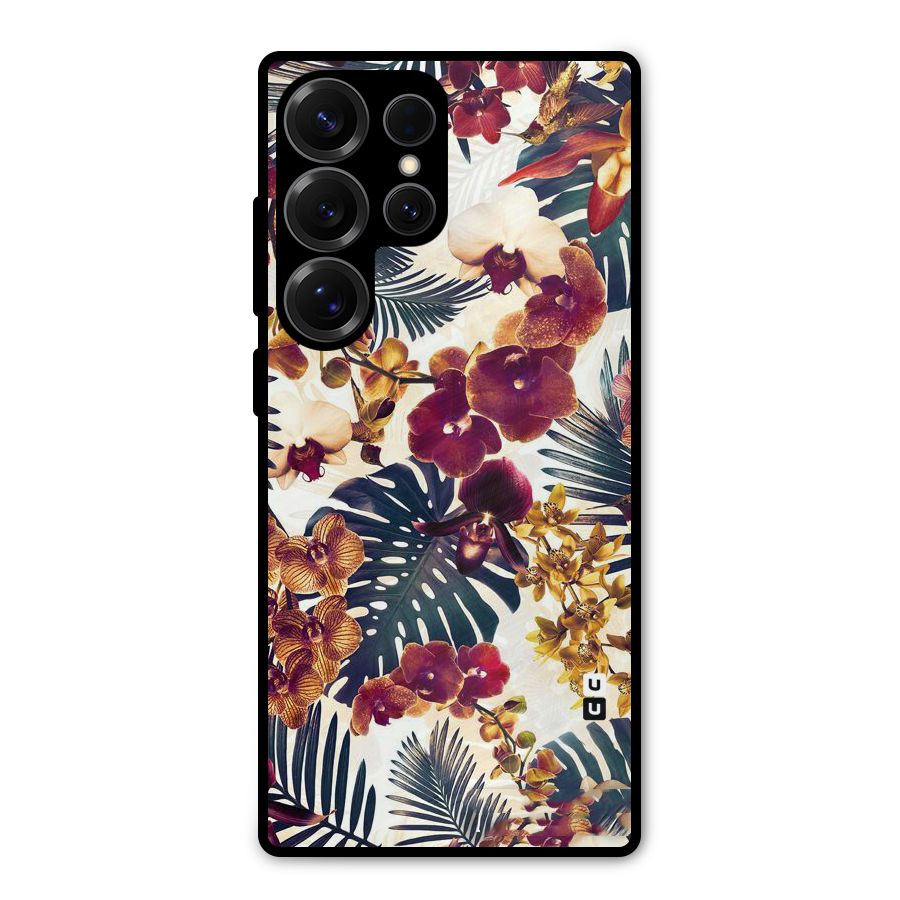 Vintage Rustic Flowers Metal Back Case for Galaxy S25 Ultra
