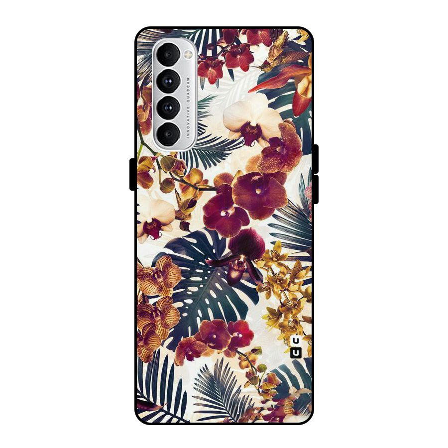 Vintage Rustic Flowers Metal Back Case for Oppo Reno4 Pro