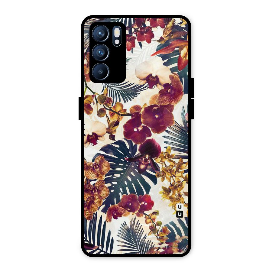 Vintage Rustic Flowers Metal Back Case for Oppo Reno6 5G