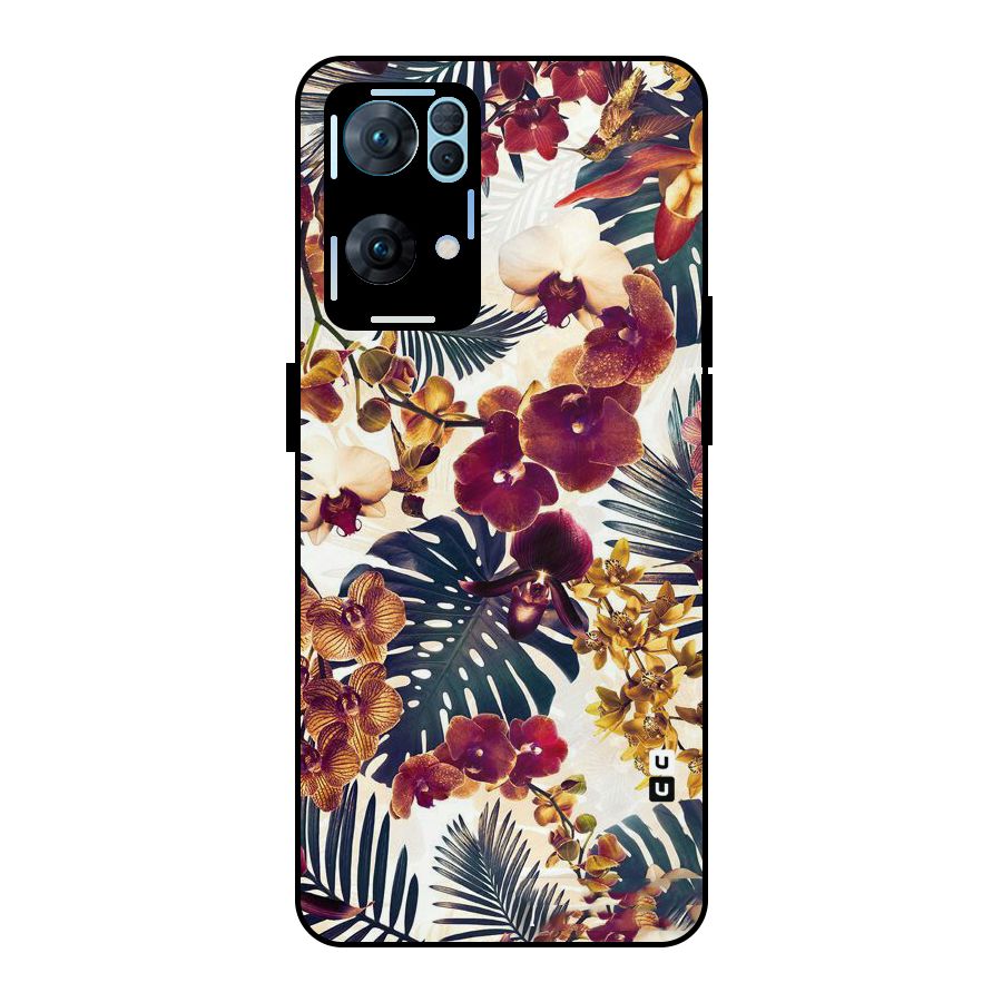 Vintage Rustic Flowers Metal Back Case for Oppo Reno7 Pro 5G