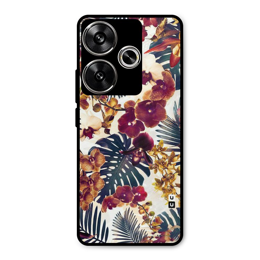 Vintage Rustic Flowers Metal Back Case for Poco F6