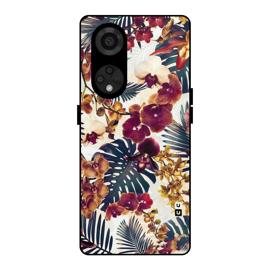Vintage Rustic Flowers Metal Back Case for Reno8 T 5G