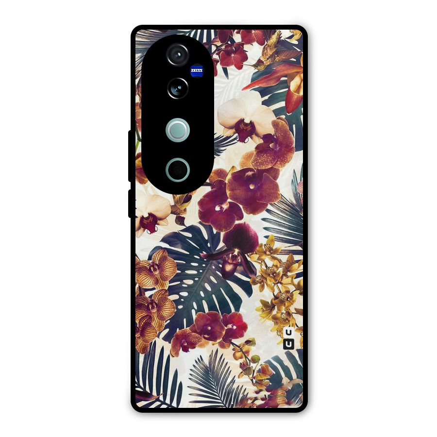 Vintage Rustic Flowers Metal Back Case for Vivo V40