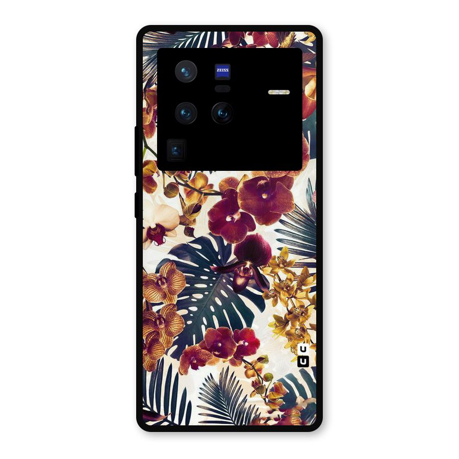 Vintage Rustic Flowers Metal Back Case for Vivo X80 Pro