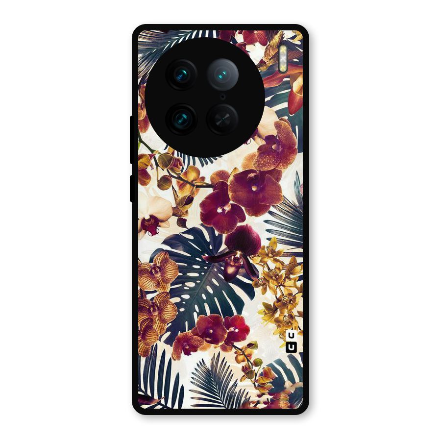 Vintage Rustic Flowers Metal Back Case for Vivo X90 Pro