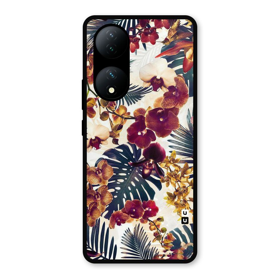 Vintage Rustic Flowers Metal Back Case for Vivo Y100