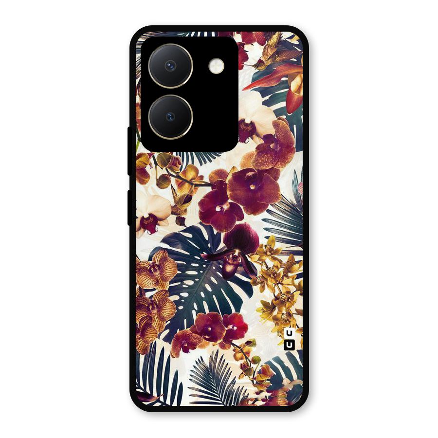 Vintage Rustic Flowers Metal Back Case for Vivo Y36