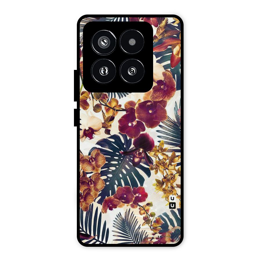 Vintage Rustic Flowers Metal Back Case for Xiaomi 14 Pro