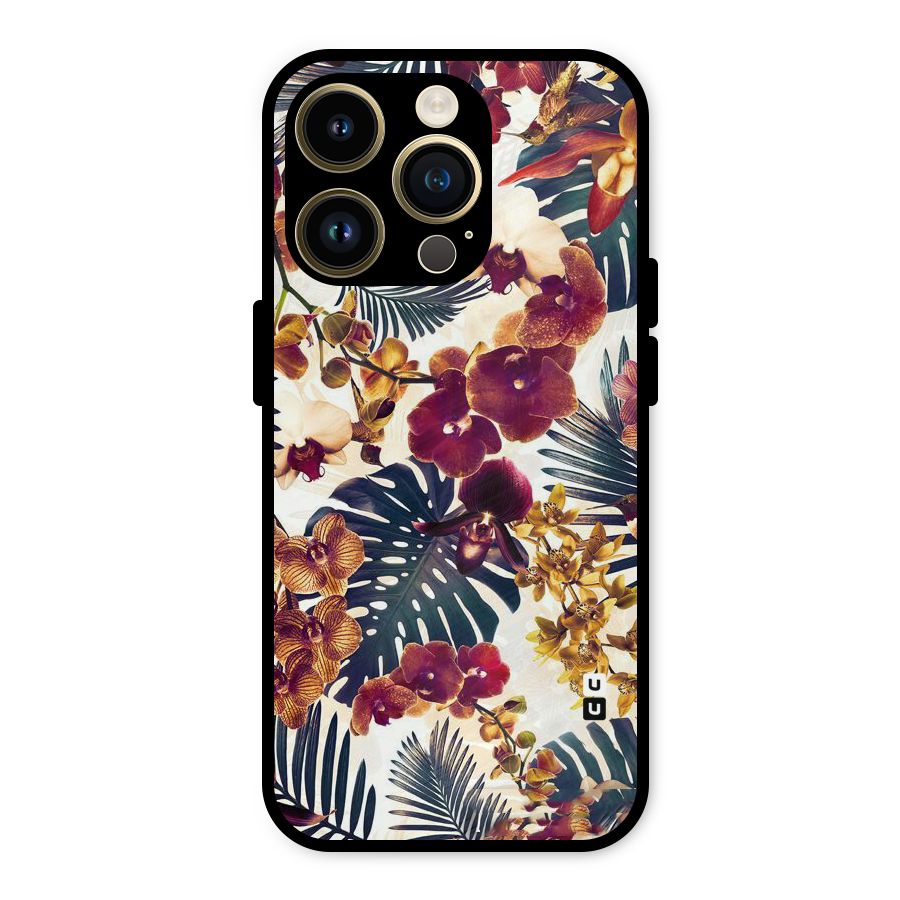 Vintage Rustic Flowers Metal Back Case for iPhone 14 Pro