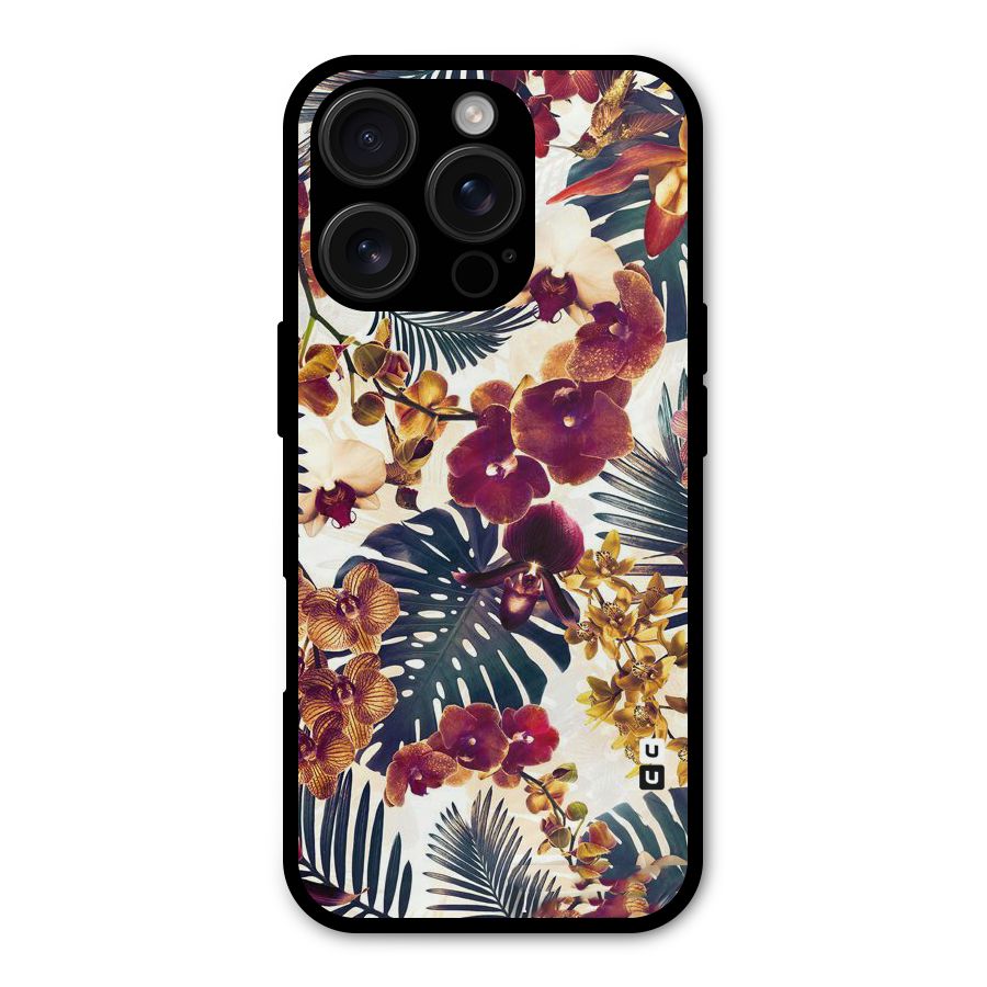 Vintage Rustic Flowers Metal Back Case for iPhone 16 Pro