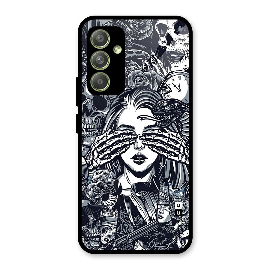 Vintage Skulls and Girl Style Glass Back Case for Galaxy A54