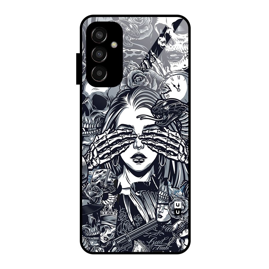 Vintage Skulls and Girl Style Glass Back Case for Galaxy F13