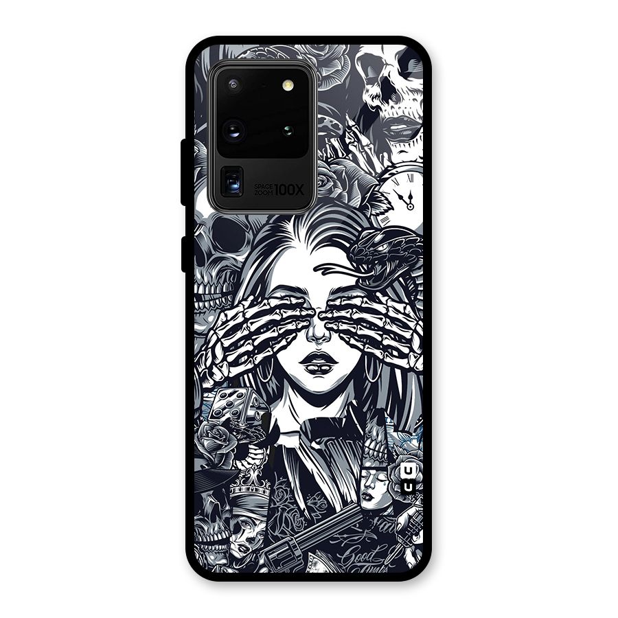 Vintage Skulls and Girl Style Glass Back Case for Galaxy S20 Ultra
