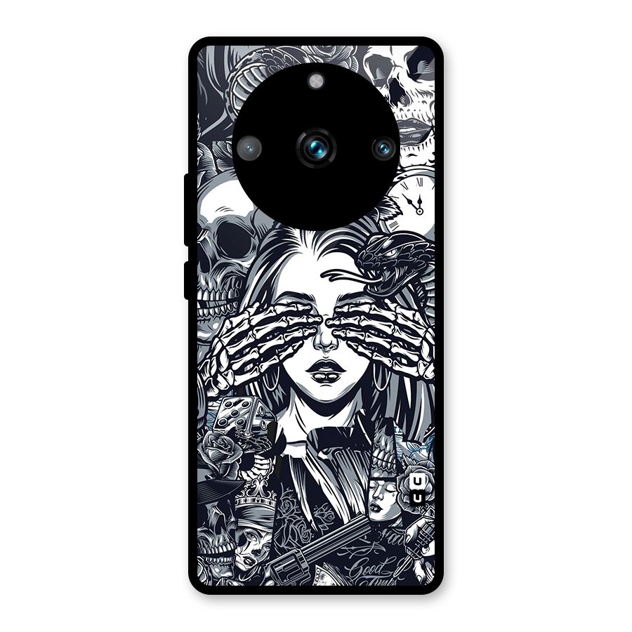 Vintage Skulls and Girl Style Glass Back Case for Realme 11 Pro