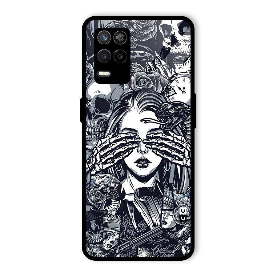 Vintage Skulls and Girl Style Glass Back Case for Realme 8s 5G