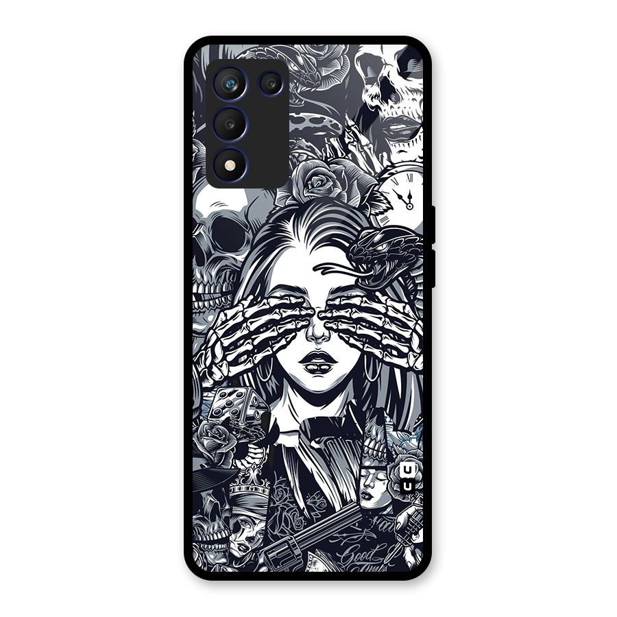 Vintage Skulls and Girl Style Glass Back Case for Realme 9 5G Speed