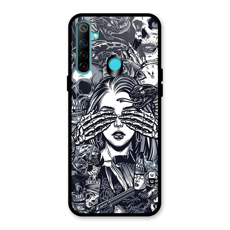 Vintage Skulls and Girl Style Glass Back Case for Realme Narzo 10
