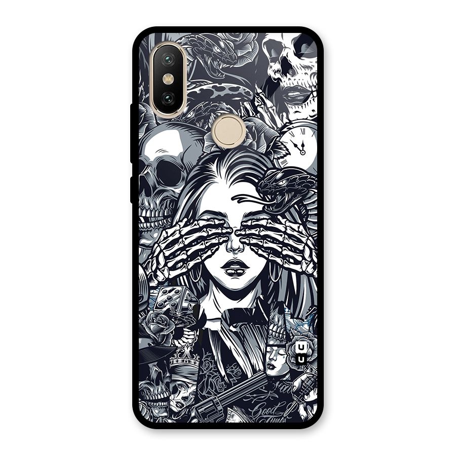 Vintage Skulls and Girl Style Glass Back Case for Redmi A2