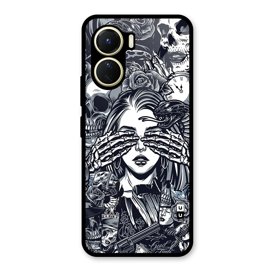 Vintage Skulls and Girl Style Glass Back Case for Vivo Y16