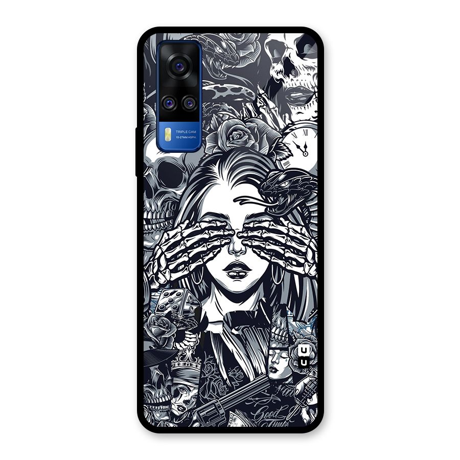 Vintage Skulls and Girl Style Glass Back Case for Vivo Y31
