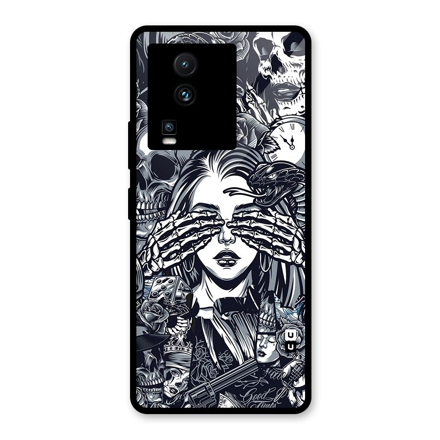 Vintage Skulls and Girl Style Glass Back Case for Vivo iQOO Neo 7 Pro