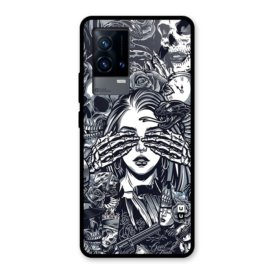 Vintage Skulls and Girl Style Glass Back Case for iQOO 9 5G