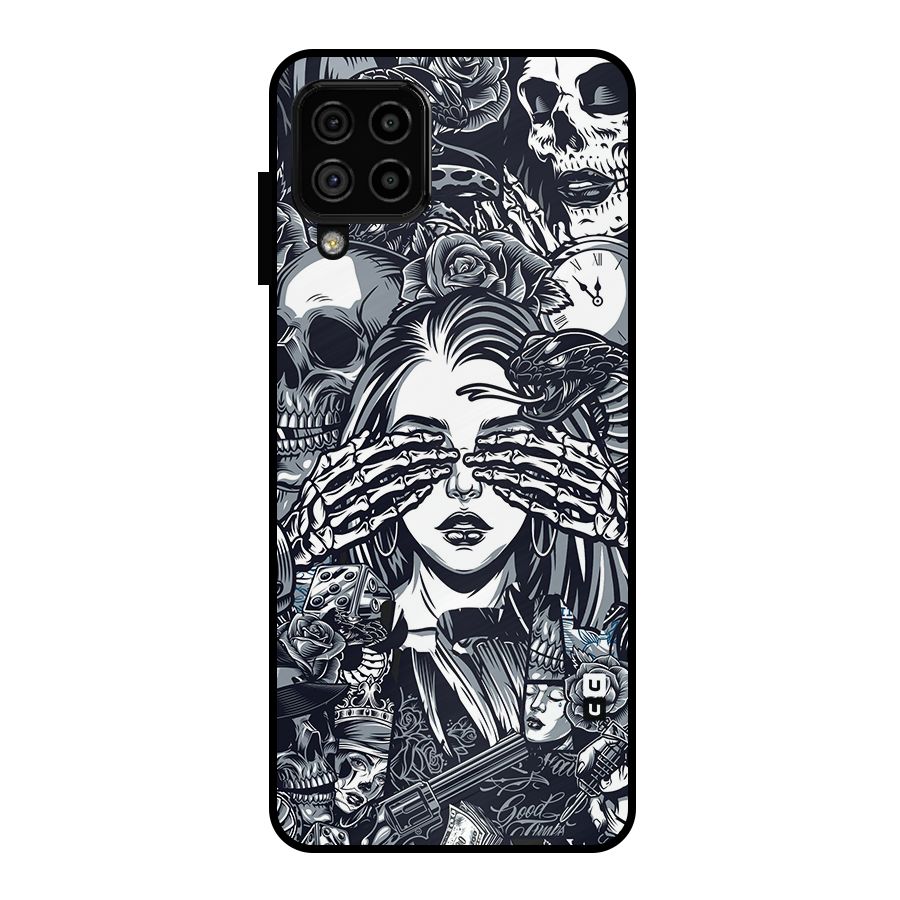 Vintage Skulls and Girl Style Metal Back Case for Galaxy A22 4G