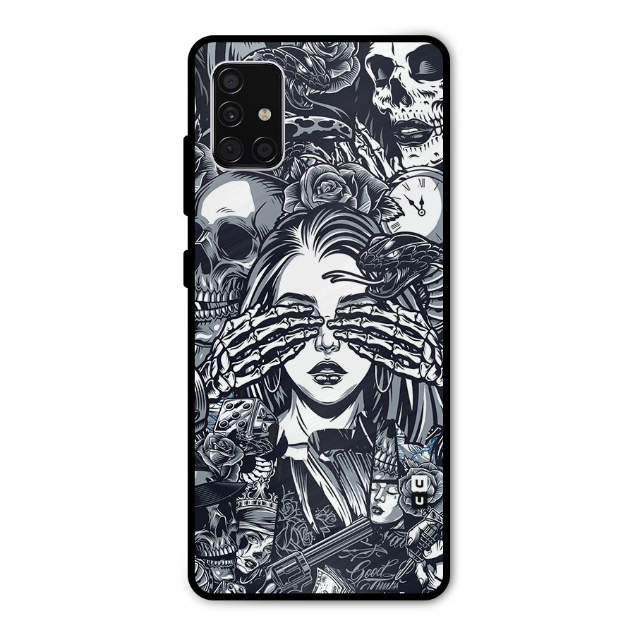 Vintage Skulls and Girl Style Metal Back Case for Galaxy A51