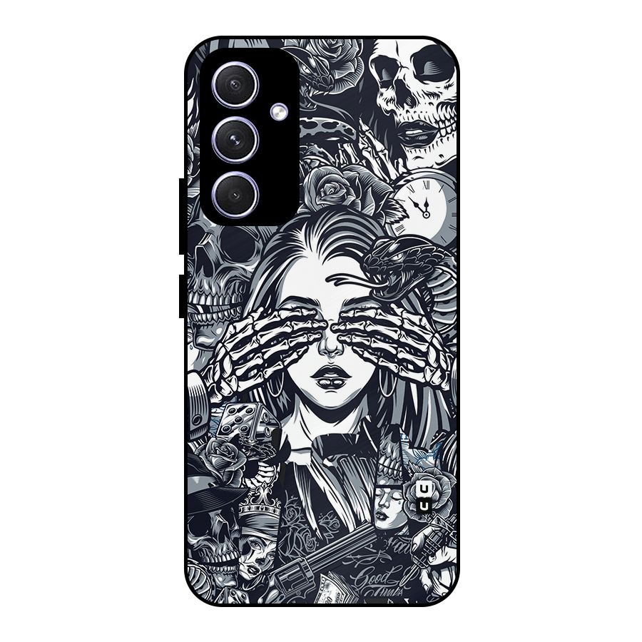 Vintage Skulls and Girl Style Metal Back Case for Galaxy A54