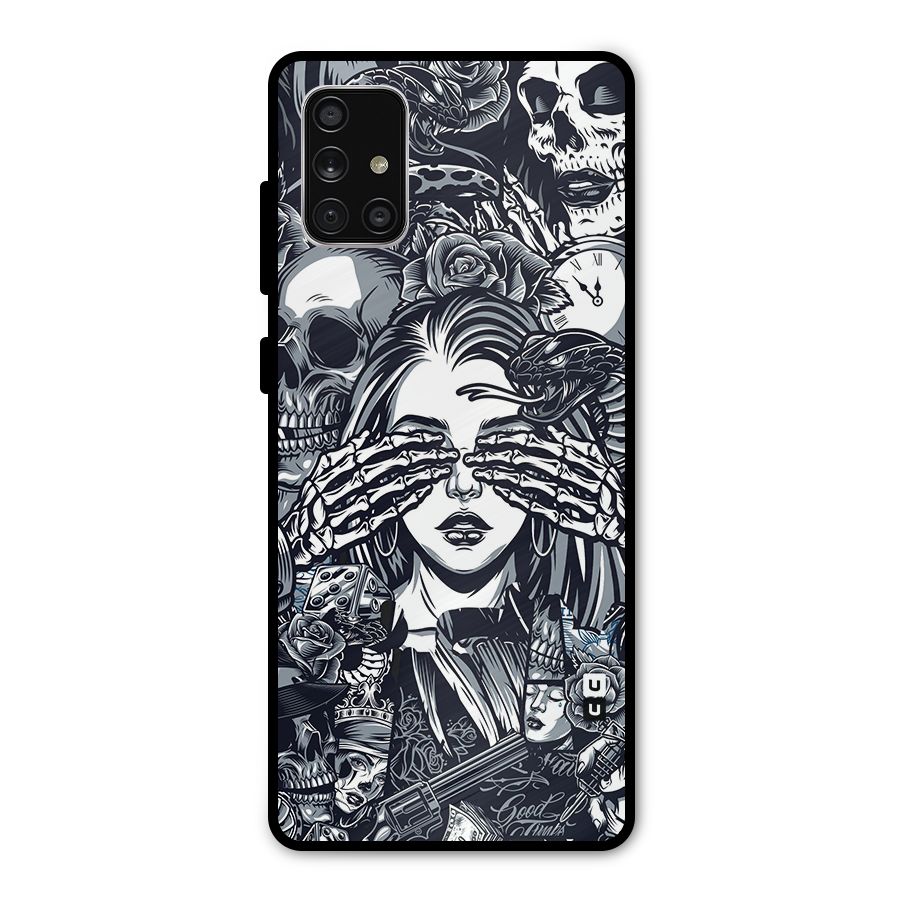 Vintage Skulls and Girl Style Metal Back Case for Galaxy A71