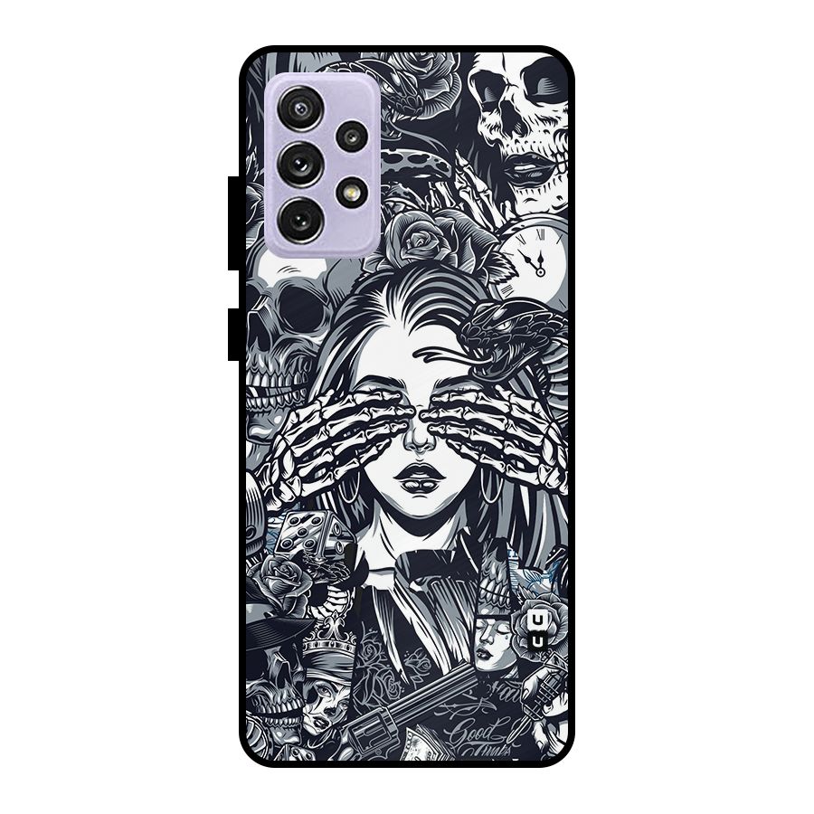 Vintage Skulls and Girl Style Metal Back Case for Galaxy A72