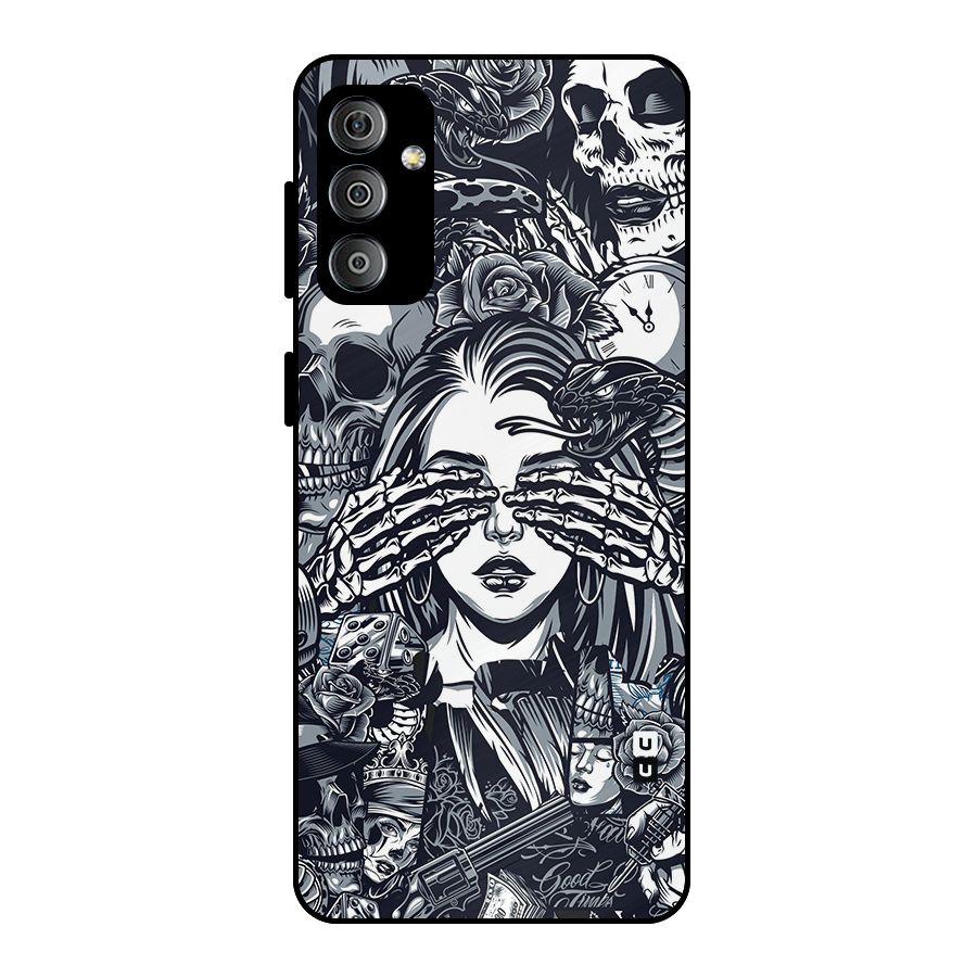 Vintage Skulls and Girl Style Metal Back Case for Galaxy F23