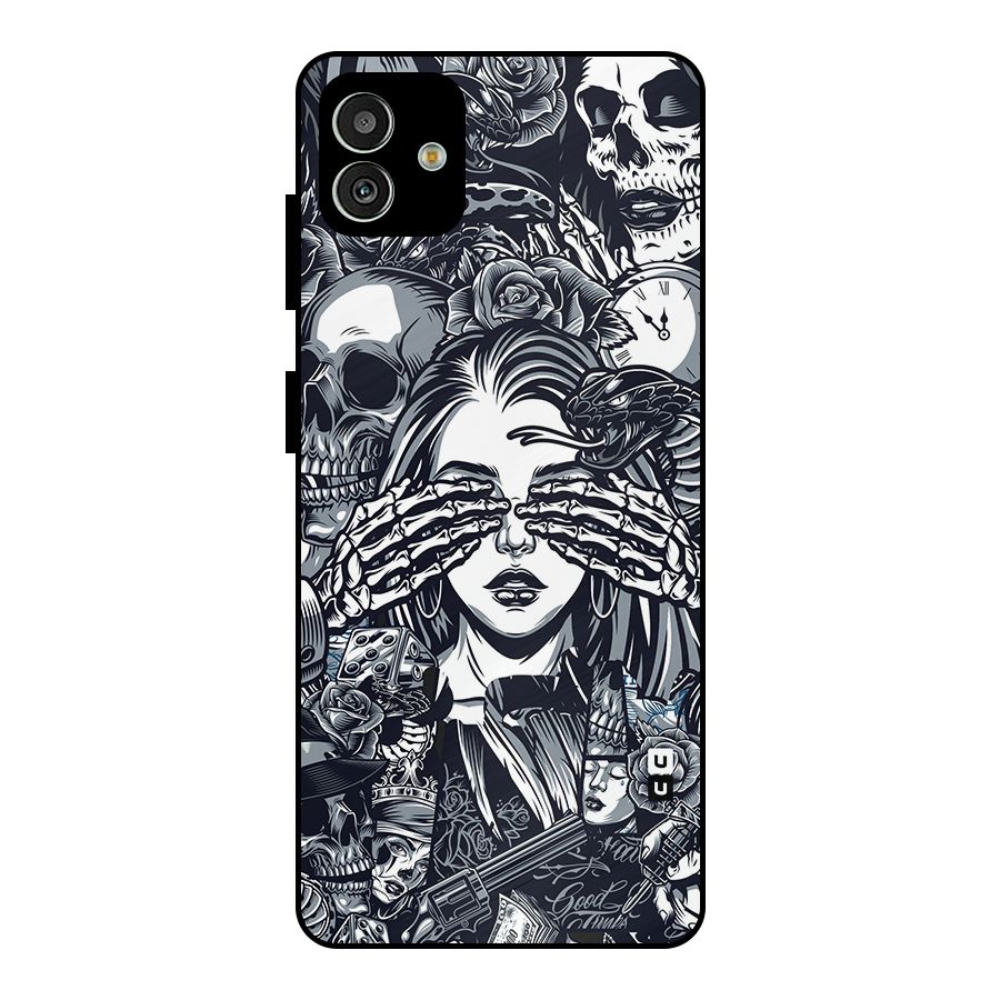 Vintage Skulls and Girl Style Metal Back Case for Galaxy M13 5G