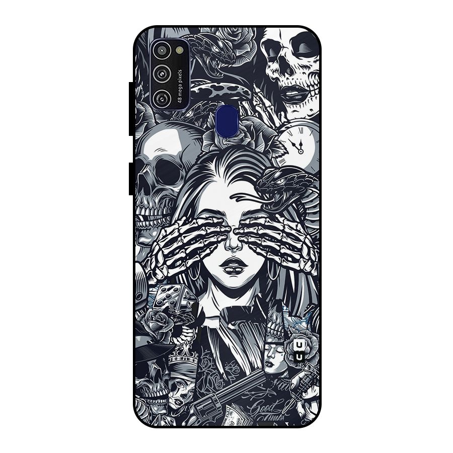 Vintage Skulls and Girl Style Metal Back Case for Galaxy M30s