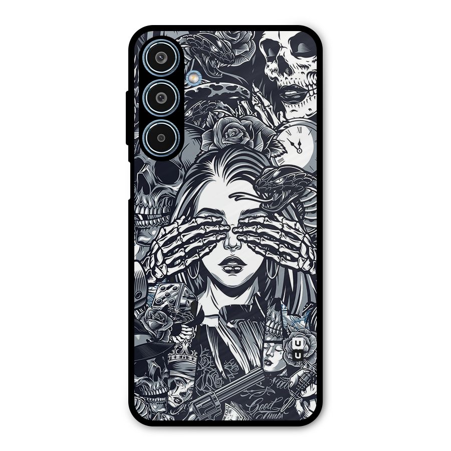 Vintage Skulls and Girl Style Metal Back Case for Galaxy M35