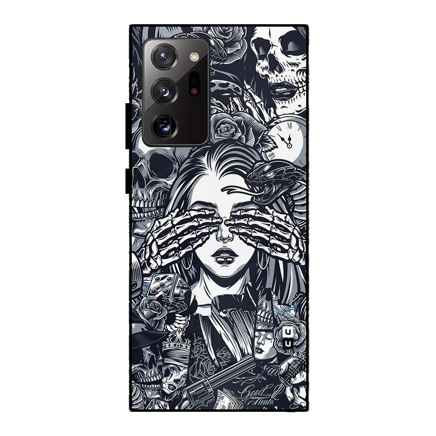 Vintage Skulls and Girl Style Metal Back Case for Galaxy Note 20 Ultra