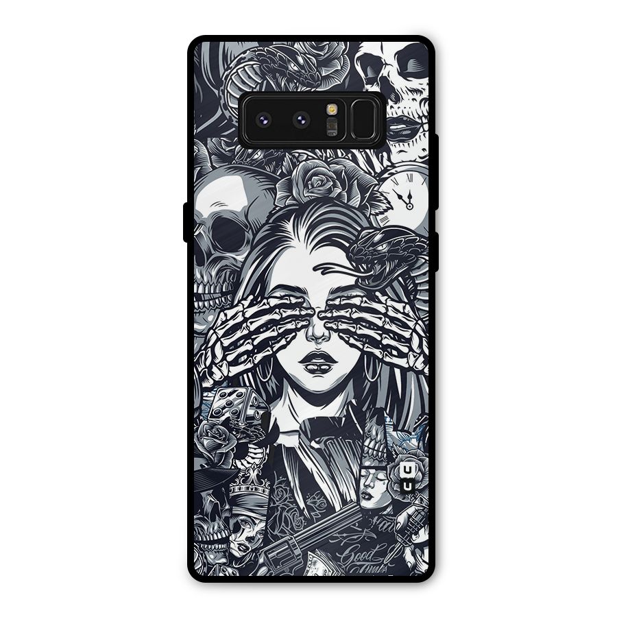 Vintage Skulls and Girl Style Metal Back Case for Galaxy Note 8
