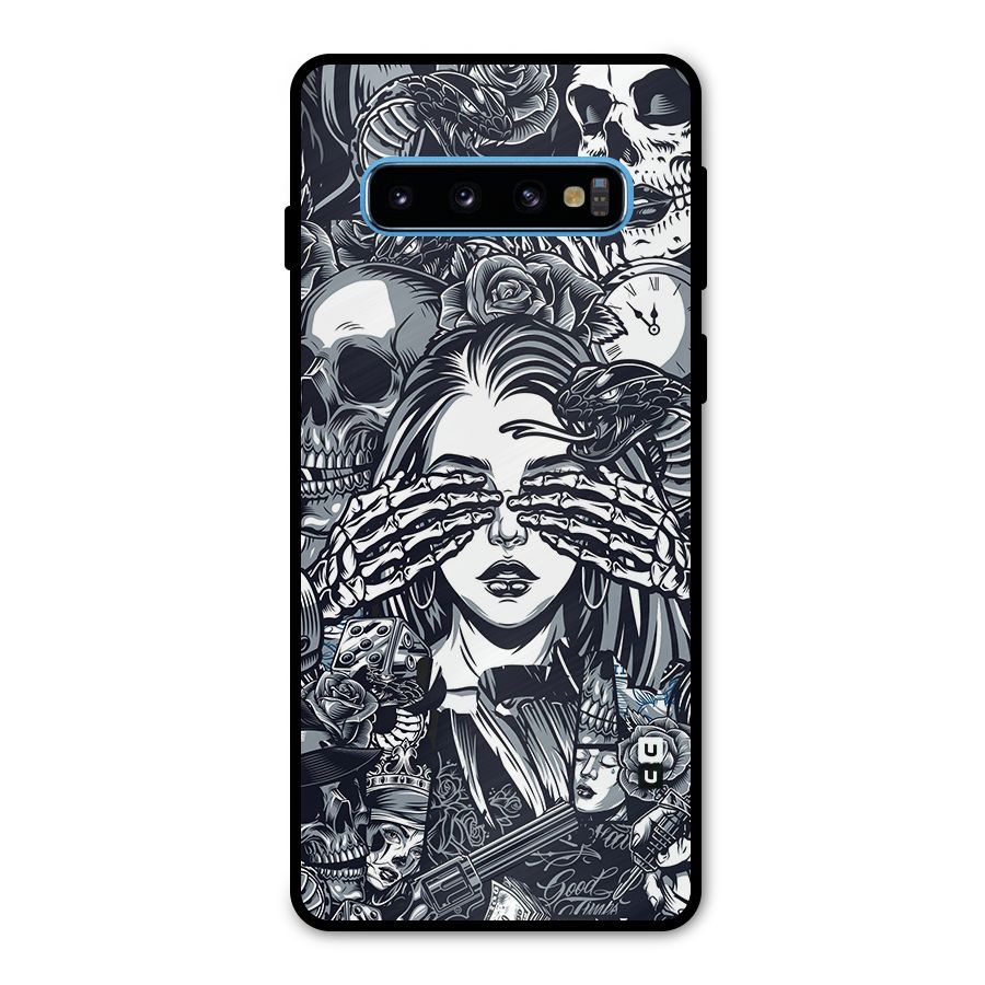 Vintage Skulls and Girl Style Metal Back Case for Galaxy S10
