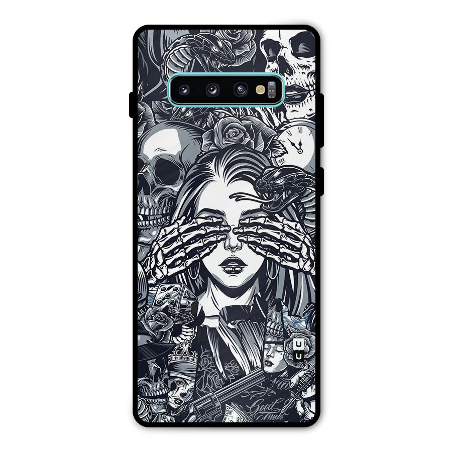 Vintage Skulls and Girl Style Metal Back Case for Galaxy S10 Plus